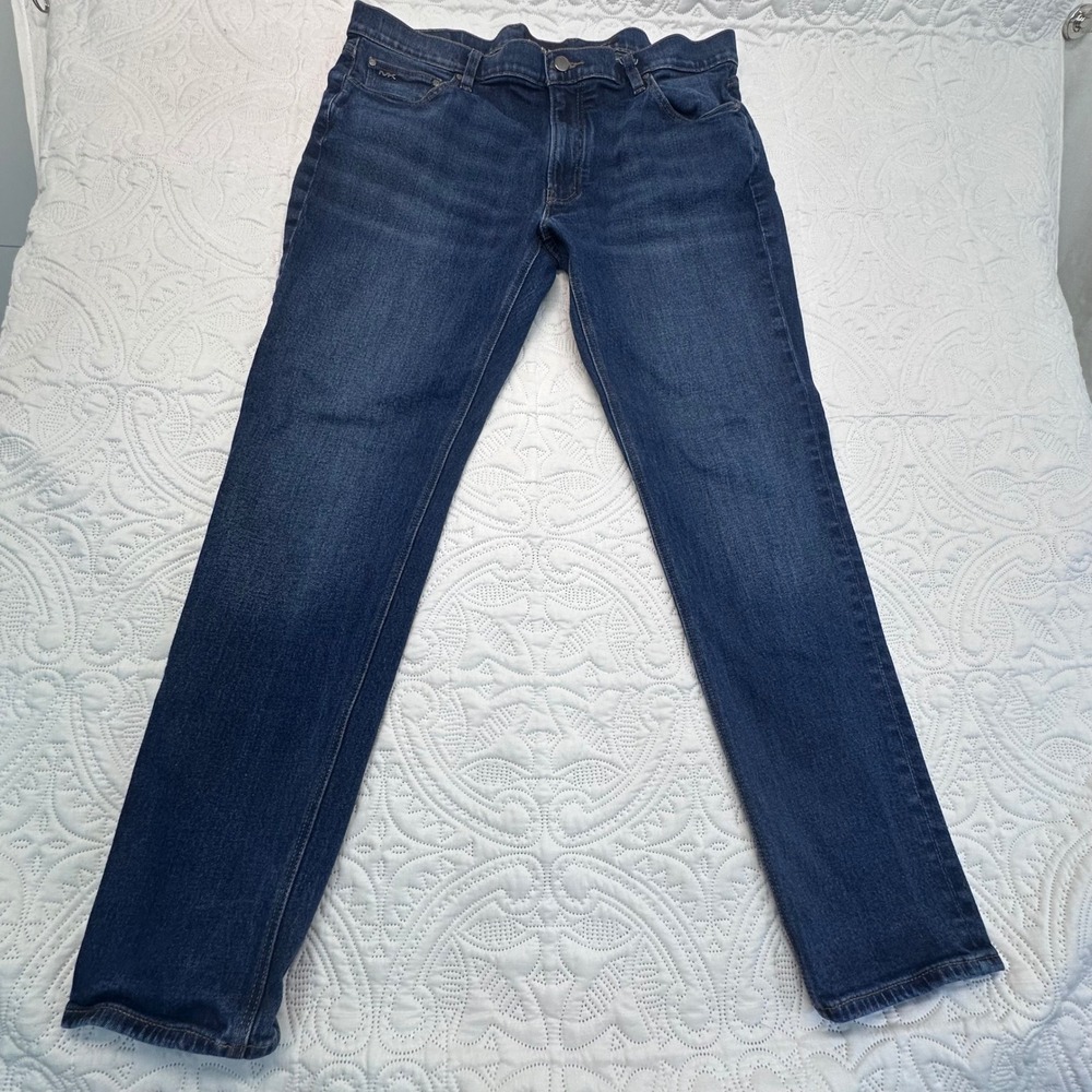 Michael Kors Parker Slim Fit Jeans Mens 36x32 Dark Wash Blue Stretch Denim